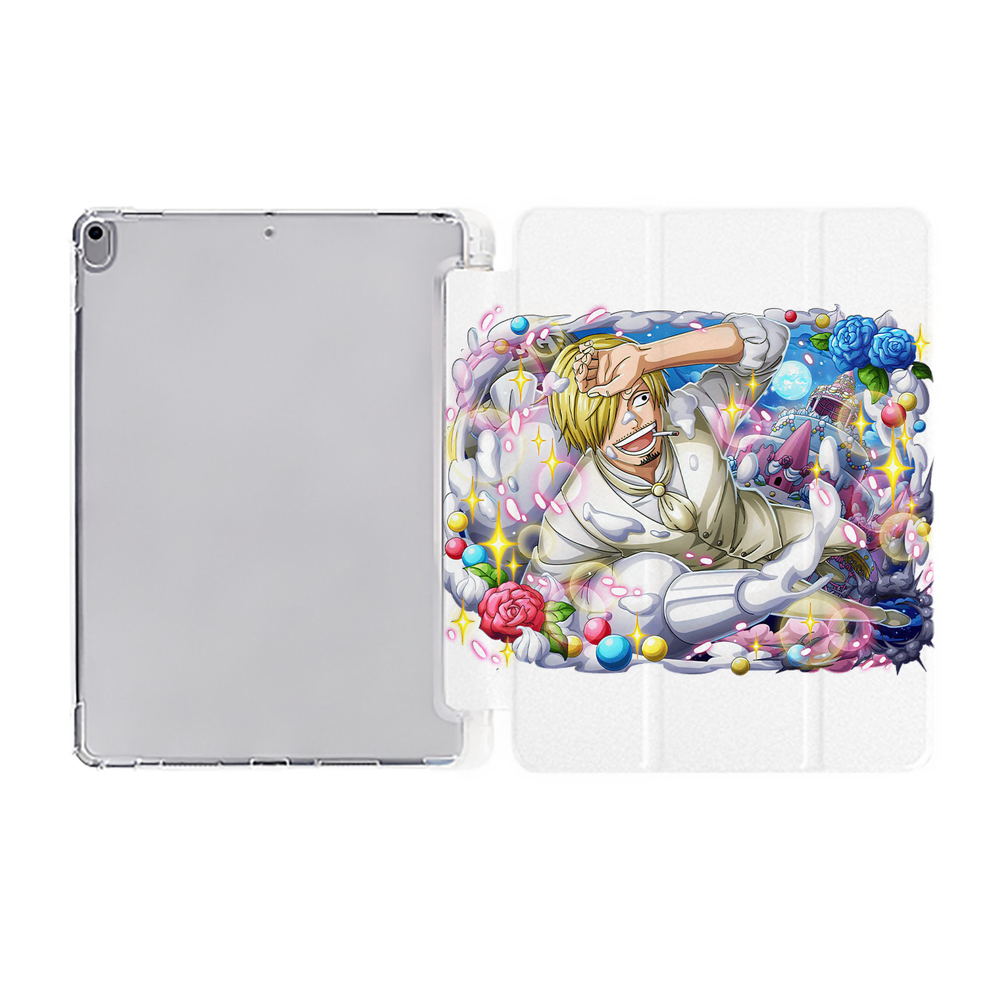 （画像用） ワンピース サンジ ONE PIECE Sanji IPad ケース ペン収納付き 三つ折りスタンド PUレザー×シリコン 対応機種9.5/10.5/10.9インチ
